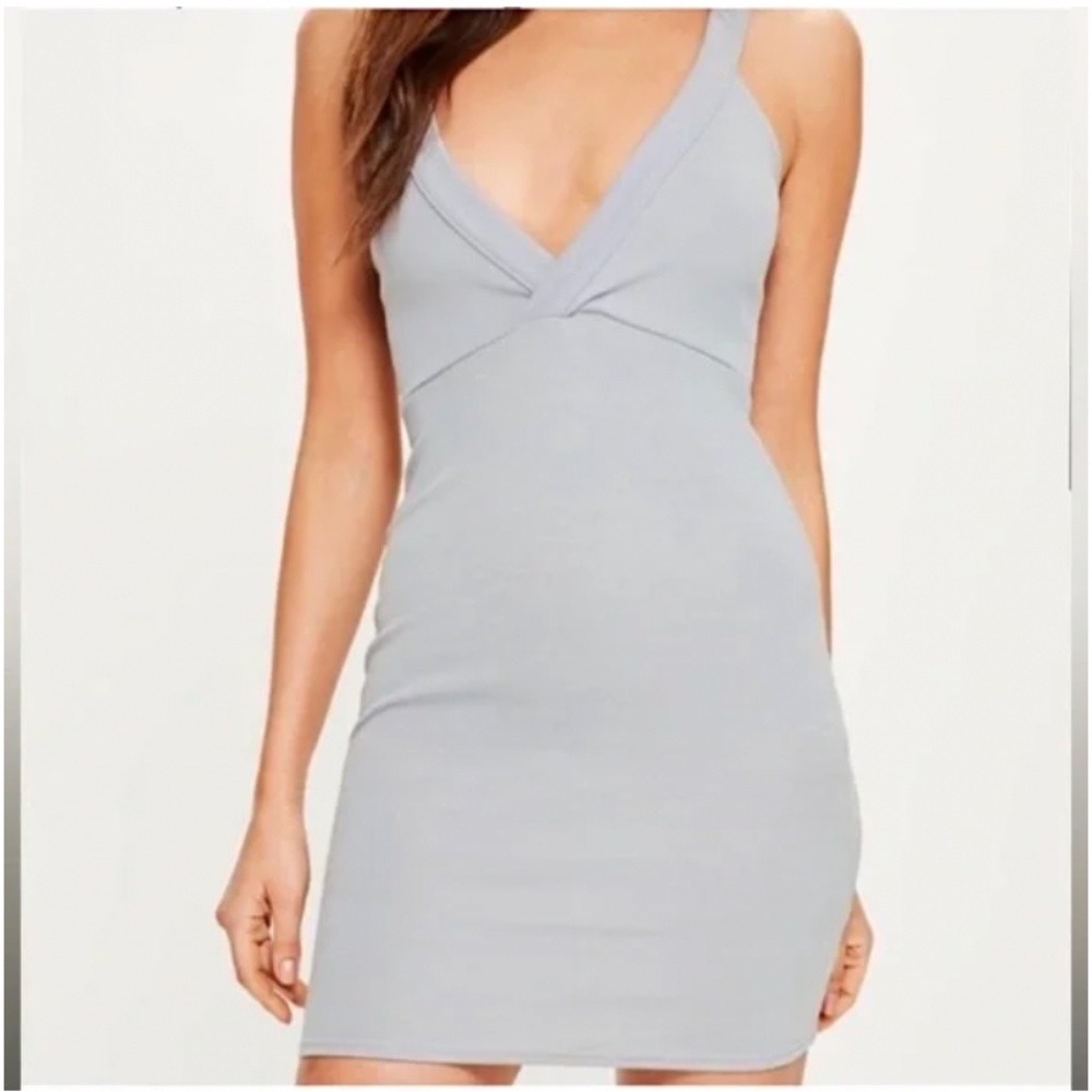 🪞 NWT missguided midi fitted grey dress